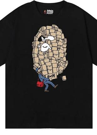 Футболка bape a bathing ape унисекс бейп бэйп черная