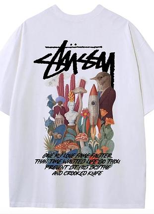 Мужская футболка stussy logo стусси унисекс тишка белая