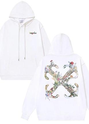 Худи off -white logo унисекс офф вайт кофта толстовка свитшот белое