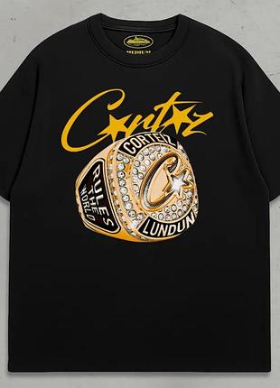 Чоловіча футболка corteiz logo унісекс кортеїз кортез чорна