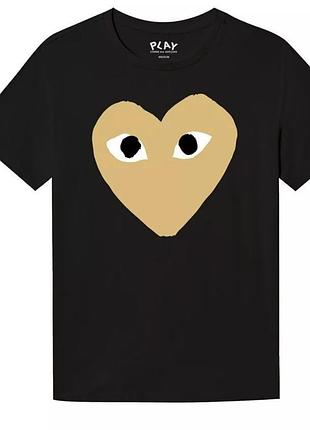 Футболка comme des garcons play logo унисекс плей с сердцем черная