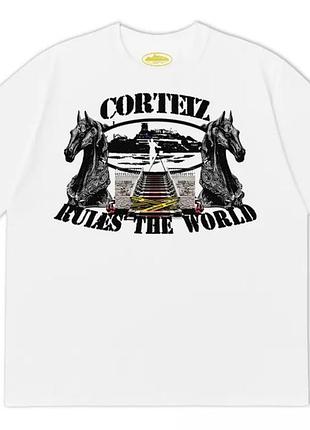 Чоловіча футболка corteiz logo унісекс кортеїз кортез білий