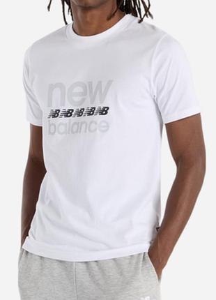 Мужская футболка new balance logo унисекс nb нью беленс белая
