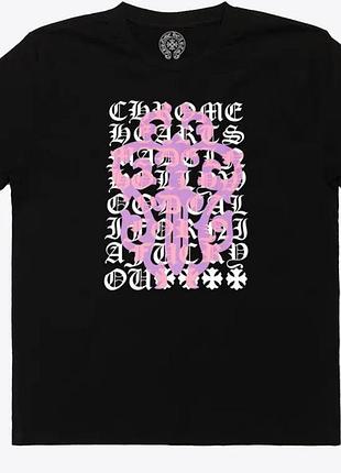Футболка chrome hearts logo унисекс хром хартс с крестами черная