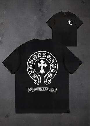 Футболка chrome hearts logo унисекс хром хартс с крестами черная