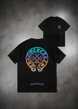 Футболка chrome hearts logo унисекс хром хартс с крестами черная