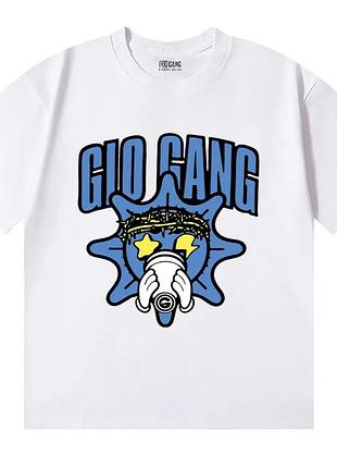 Чоловіча футболка glo gang logo унісекс гло-генг тишка біла