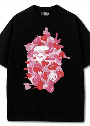 Мужская футболка bape a bathing ape baby milo унисекс бейп черная