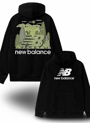 Худи new balance logo унисекс нью беленс толстовка кофта nb черный