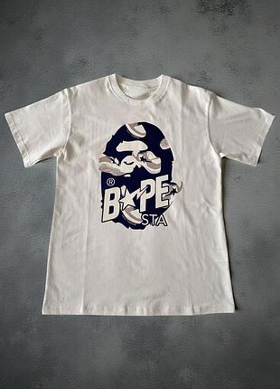 Чоловіча футболка bape a bathing ape baby milo унісекс бейп біла