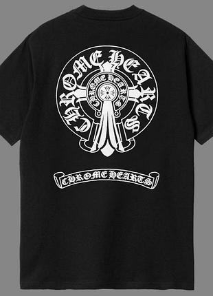 Футболка chrome hearts logo унисекс хром хартс с крестами черная