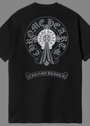 Футболка chrome hearts logo унісекс хром хартс з хрестами чорна