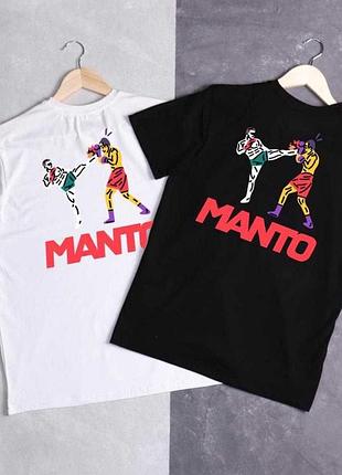 Мужская футболка manto унисекс манто boxing wrestling muay thai белая черная