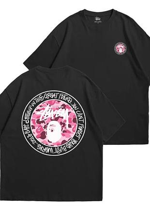 Чоловіча футболка bape a bathing ape baby milo унісекс бейп чорна