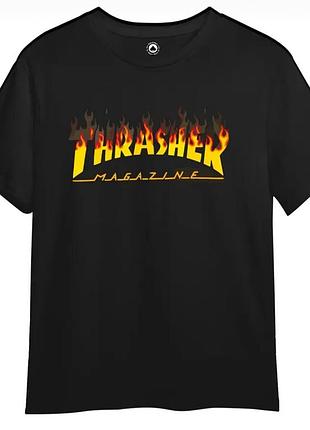 Чоловіча футболка thrasher magazine logo унісекс-трешер чорна