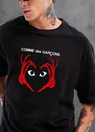Футболка comme des garcons play logo унисекс плей с сердцем черная