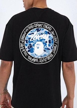 Мужская футболка bape a bathing ape baby milo унисекс бейп черная
