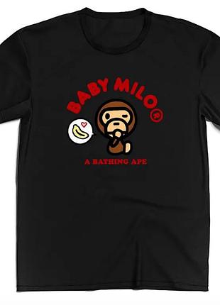 Футболка bape a bathing ape baby milo унісекс бейп чорна