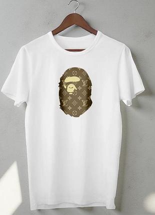 Мужская футболка bape a bathing ape baby milo lv унисекс бейп белая