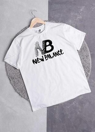 Мужская футболка new balance logo унисекс nb нью беленс белая