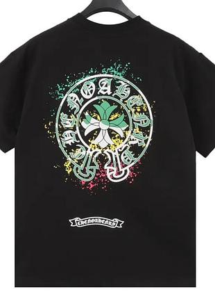 Футболка chrome hearts logo унісекс хром хартс з хрестами чорна