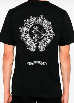 Футболка chrome hearts logo унісекс хром хартс з хрестами чорна