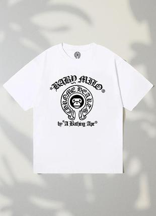 Мужская футболка bape a bathing ape baby milo x chrome hearts унисекс бейп белая new model
