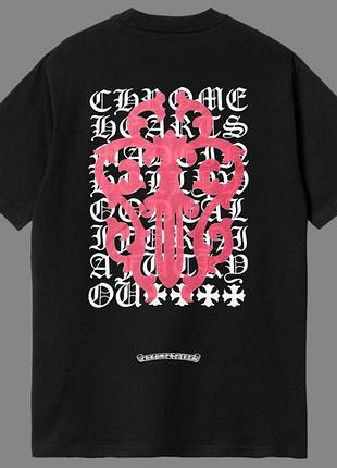 Футболка chrome hearts logo унисекс хром хартс с крестами черная