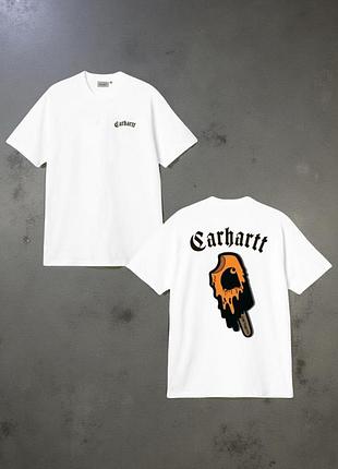 Мужская футболка carhartt logo белая унисекс кархарт