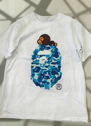 Мужская футболка bape a bathing ape baby milo унисекс бейп белая
