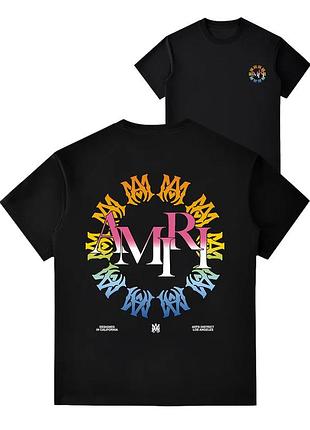 Чоловіча футболка amiri logo унісекс амірі чорна