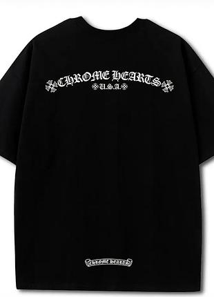Футболка chrome hearts logo унисекс хром хартс с крестами черная