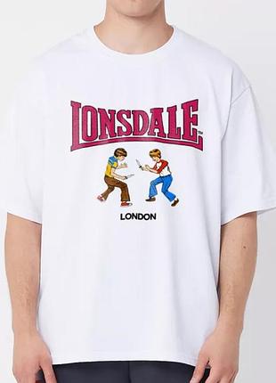 Мужская футболка lonsdale fight london logo унисекс лонсдейл белая