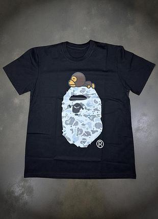 Мужская футболка bape a bathing ape baby milo унисекс бейп черная