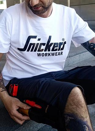 Мужская футболка snickers workwear белая строительная одежда сникерс