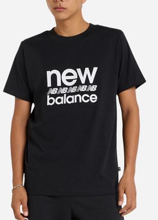 Чоловіча футболка new balance logo унісекс nbсю беленс чорна