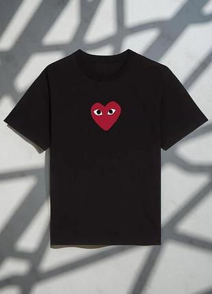 Футболка comme des garcons play logo унисекс плей с сердцем черная