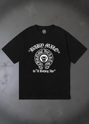 Мужская футболка bape a bathing ape baby milo x chrome hearts унисекс бейп черный new model