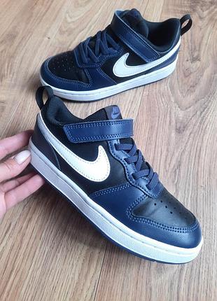 Оригинальные кожаные кроссовки nike court borough low 2 на липучках кеды кросівки