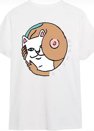 Мужская футболка ripndip cat logo унисекс рипндип белая