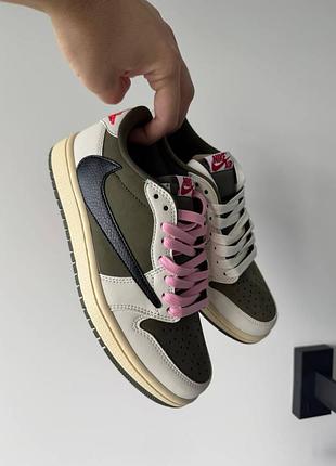 😍 жіночі кросівки nike jordan 1 og travis scott olive