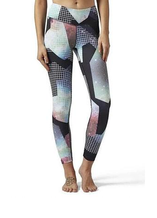 Легінси reebok lux bold - brillian print лосіни в принт тайтси жіночі оригінал