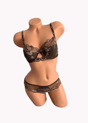 Бюстгальтер мягкая чашка и трусики слип алюр 282 мокко 90c/xxl