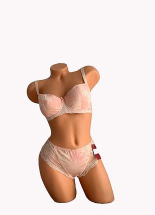 Комплект женского шелковистого белья felena 256 розовый 80c/l