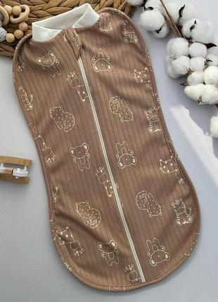 Європелиця baby comfort інтерлок коричнева на блискавці