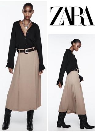 Красивая юбка миди с поясом zara зара длинная юбка с ремнем свободная