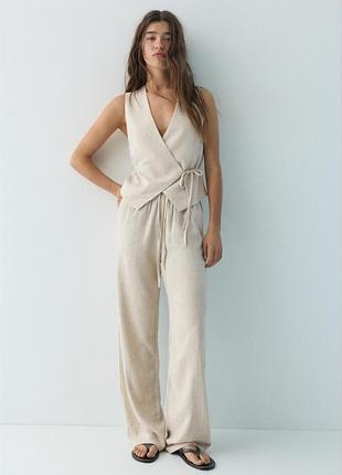 Брюки з льону pull&bear