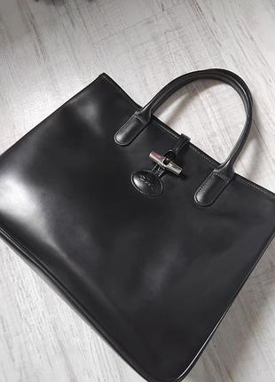 Оригінал  шкіряна сумка longchamp roseau в ідеальному стані чорний тоут