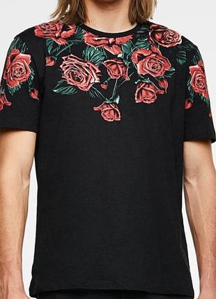 Стильная молодёжная футболка с розами zara man чоловіча футболка зара