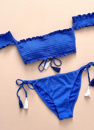 Роздільний купальник жатка з топом на шнурівці